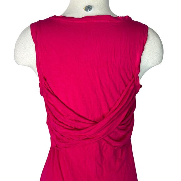 Frenzii Womens Ruched Pleated Tank Blouse Stretch Sleeveless Fuchsia Pink Large - Picture 4 of 6